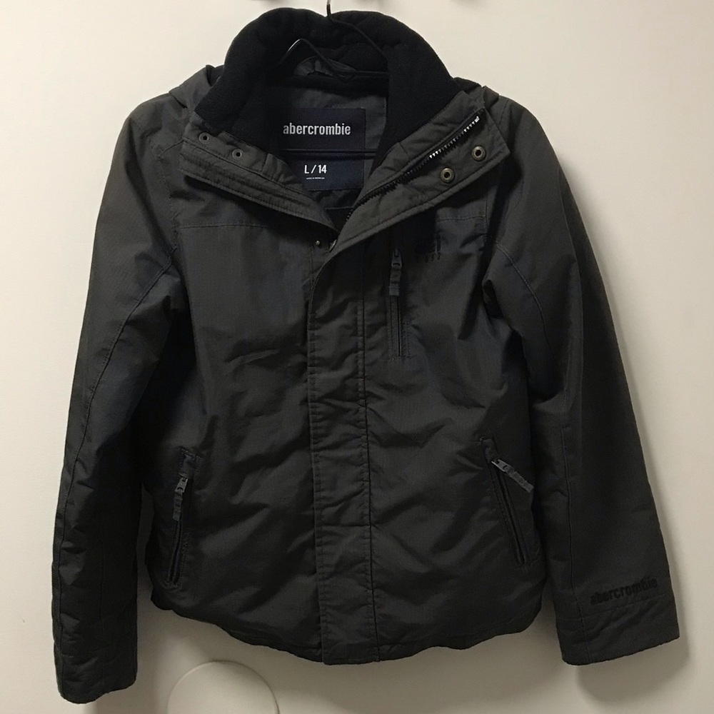 Nice Grey Fleece Lined Zipper & Snap Up Abercrombie & Fitch Jacket! - Picture 12 of 15